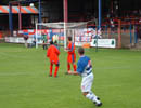 Andy Hughes puts the ball into the middle